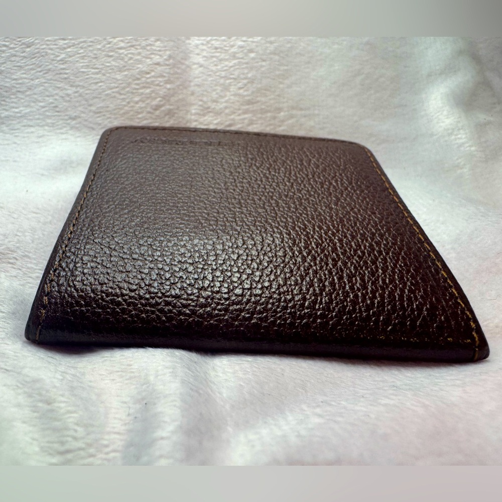 Burberry Coin Pouch | Brown Pebbled Leather | Nova Check Interior 3x3” - Picture 3 of 15